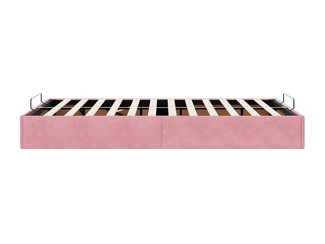 Estructura cama otomana sin colchón terciopelo rosa 120x190 cm