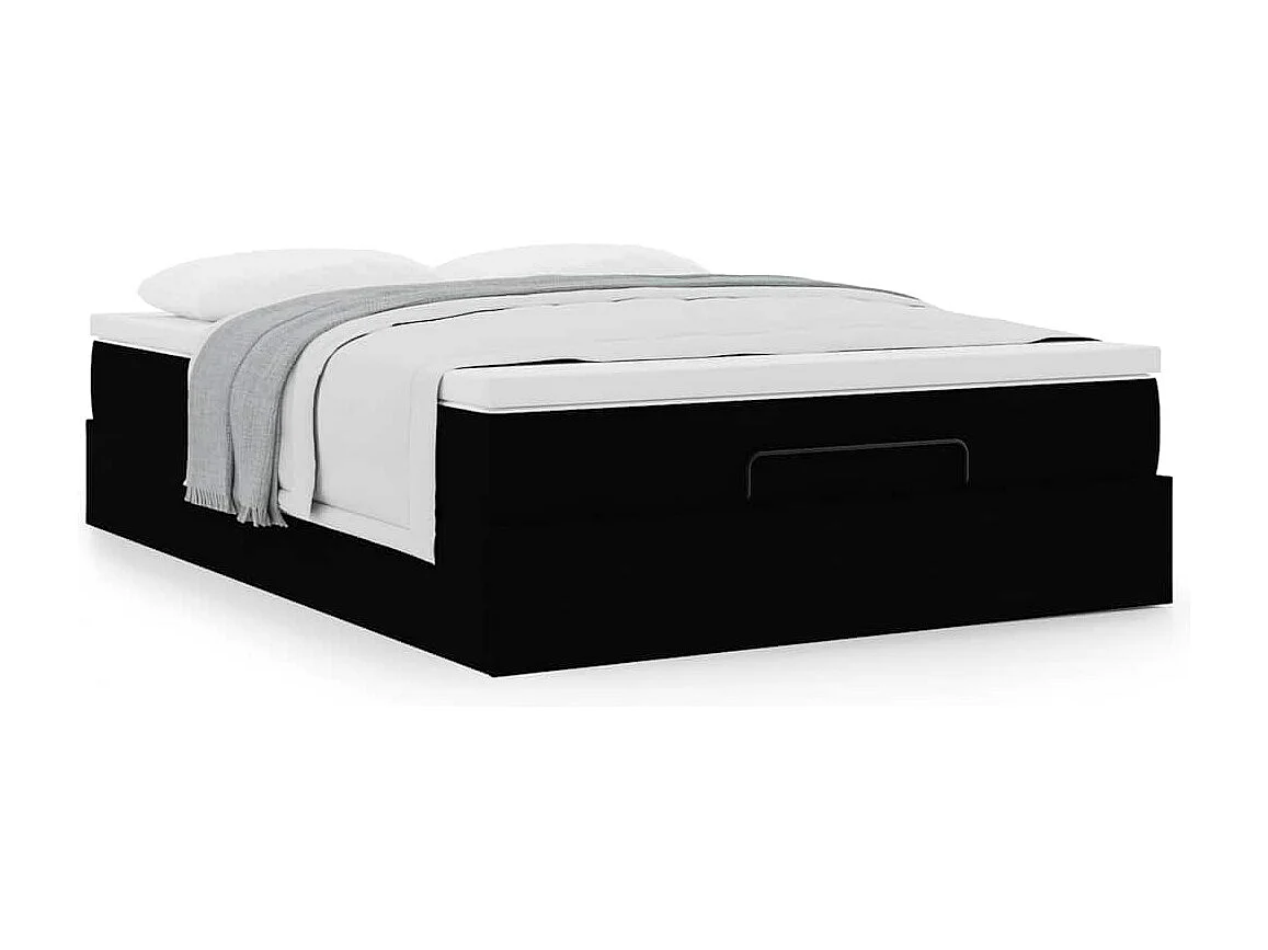 Cadre de lit ottoman avec matelas noir 140x200 cm similicuir