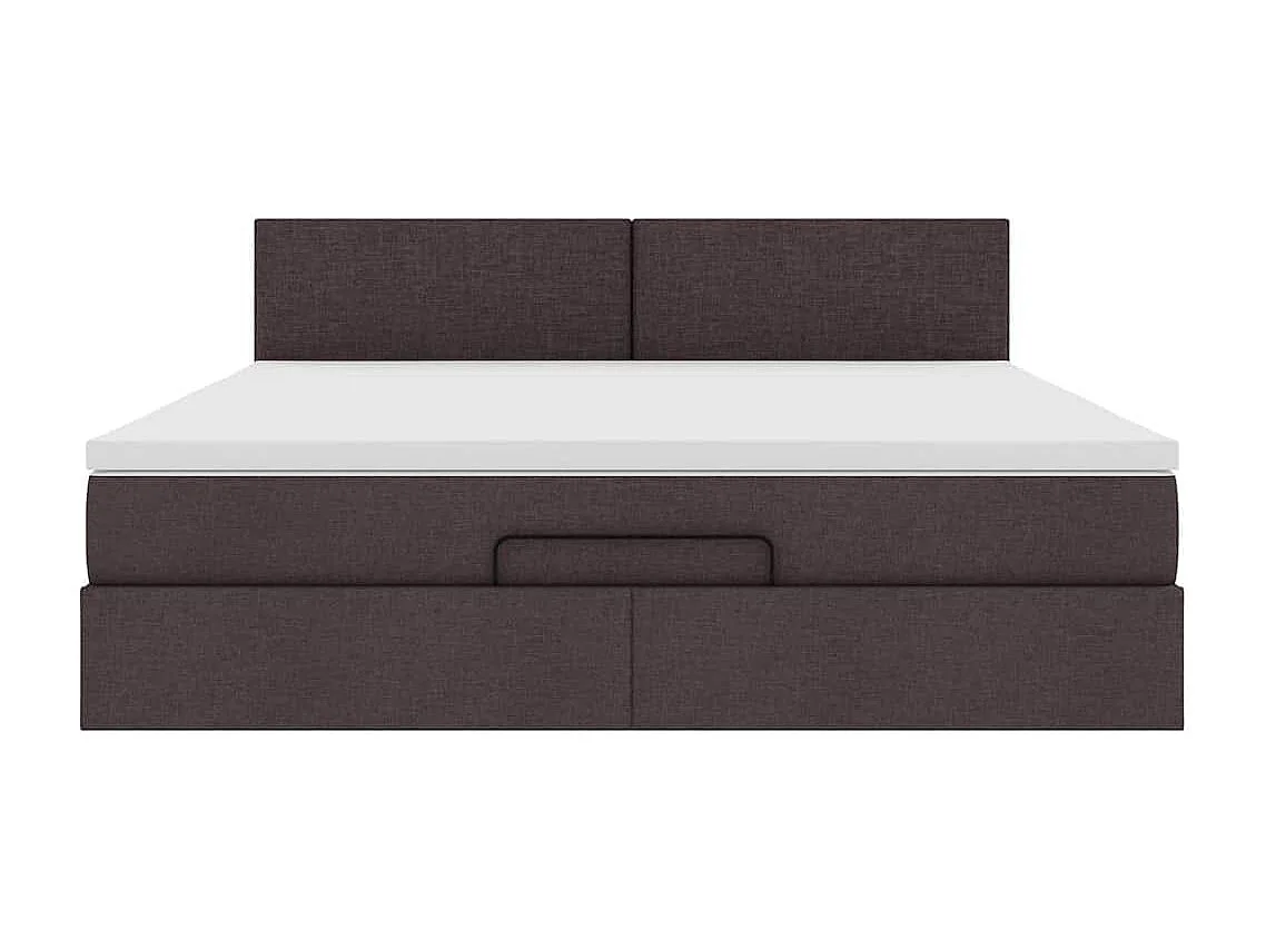 Cadre de lit ottoman avec matelas marron foncé 160x200 cm tissu
