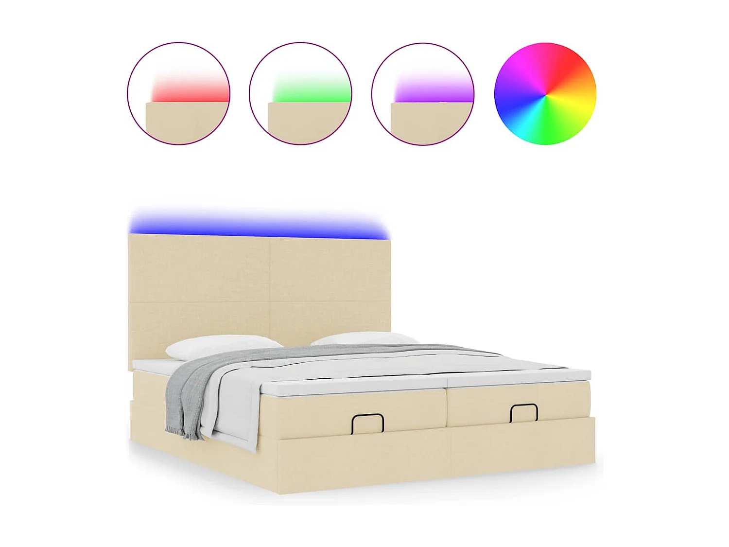 Estructura de cama otomana con colchones tela crema 160x200cm