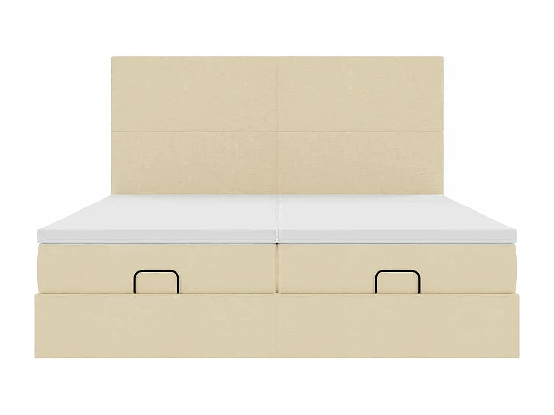 Estructura de cama otomana con colchones tela crema 160x200cm