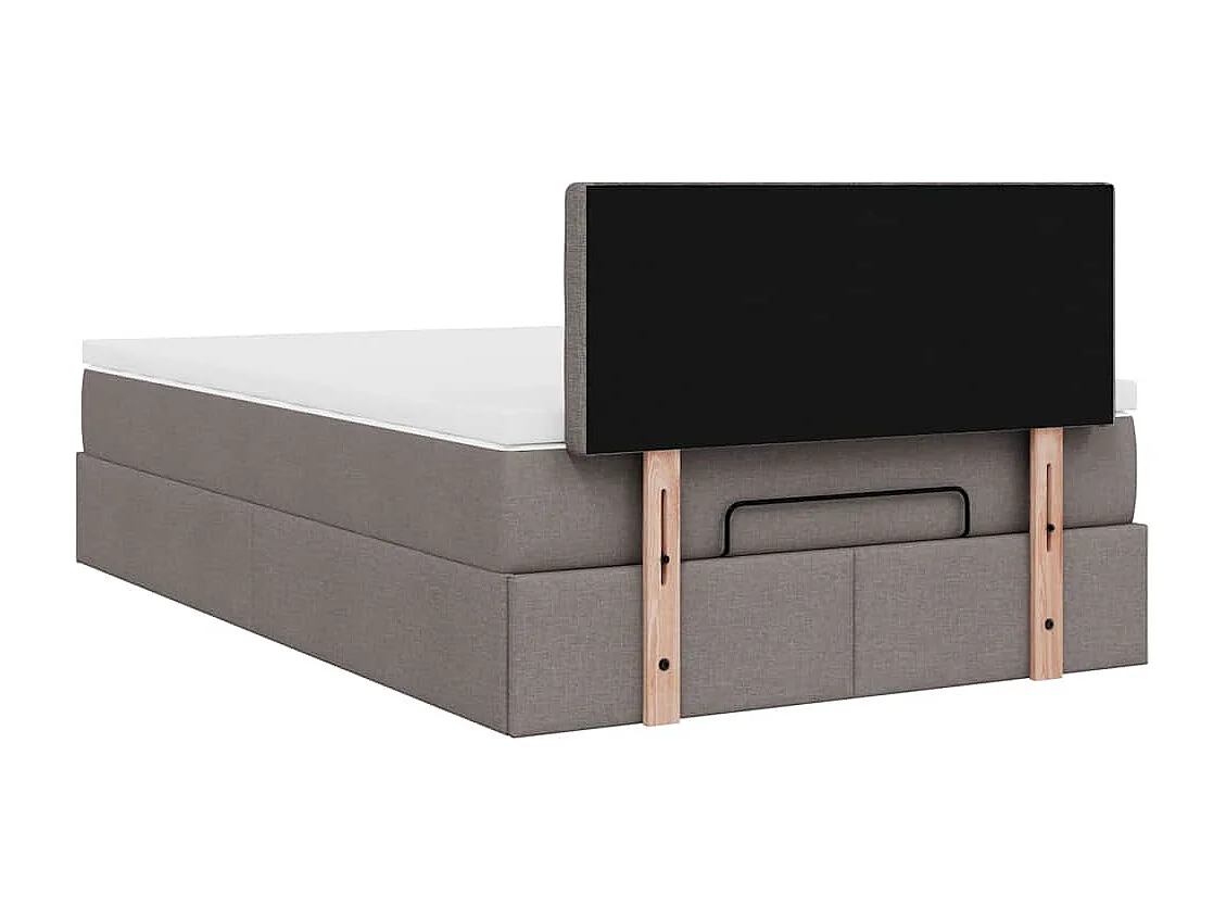 Estructura de cama otomana colchón tela topo 120x190 cm