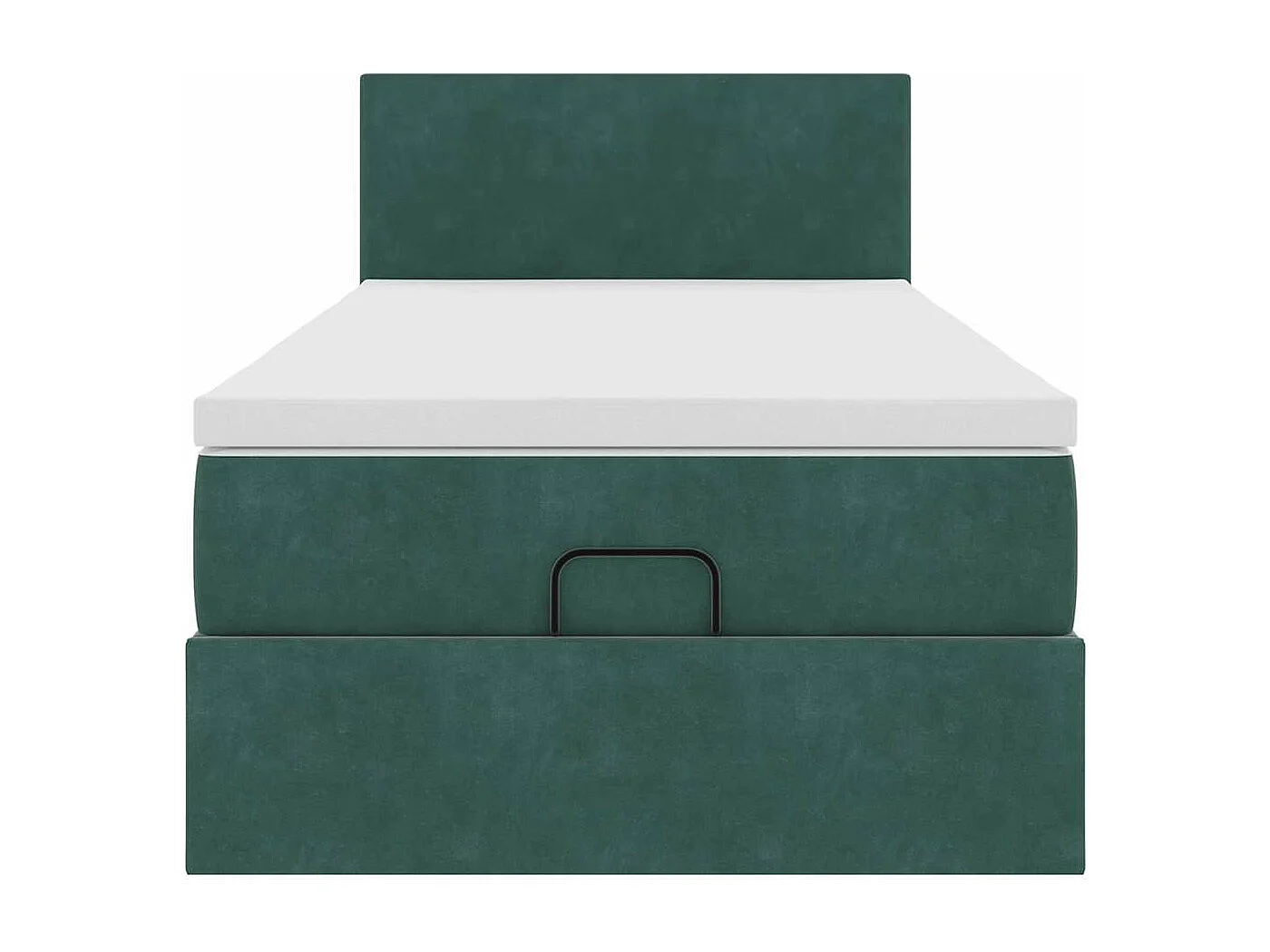 Estructura de cama otomana colchón terciopelo verde oscuro