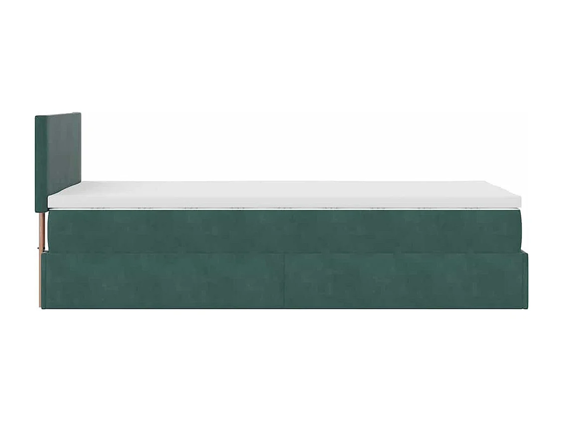 Estructura de cama otomana colchón terciopelo verde oscuro