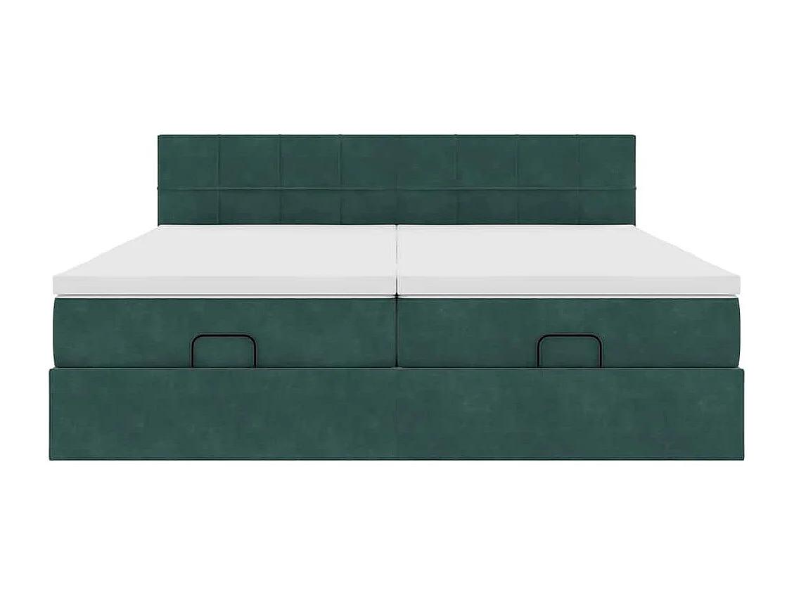 Estructura de cama otomana colchones terciopelo verde oscuro