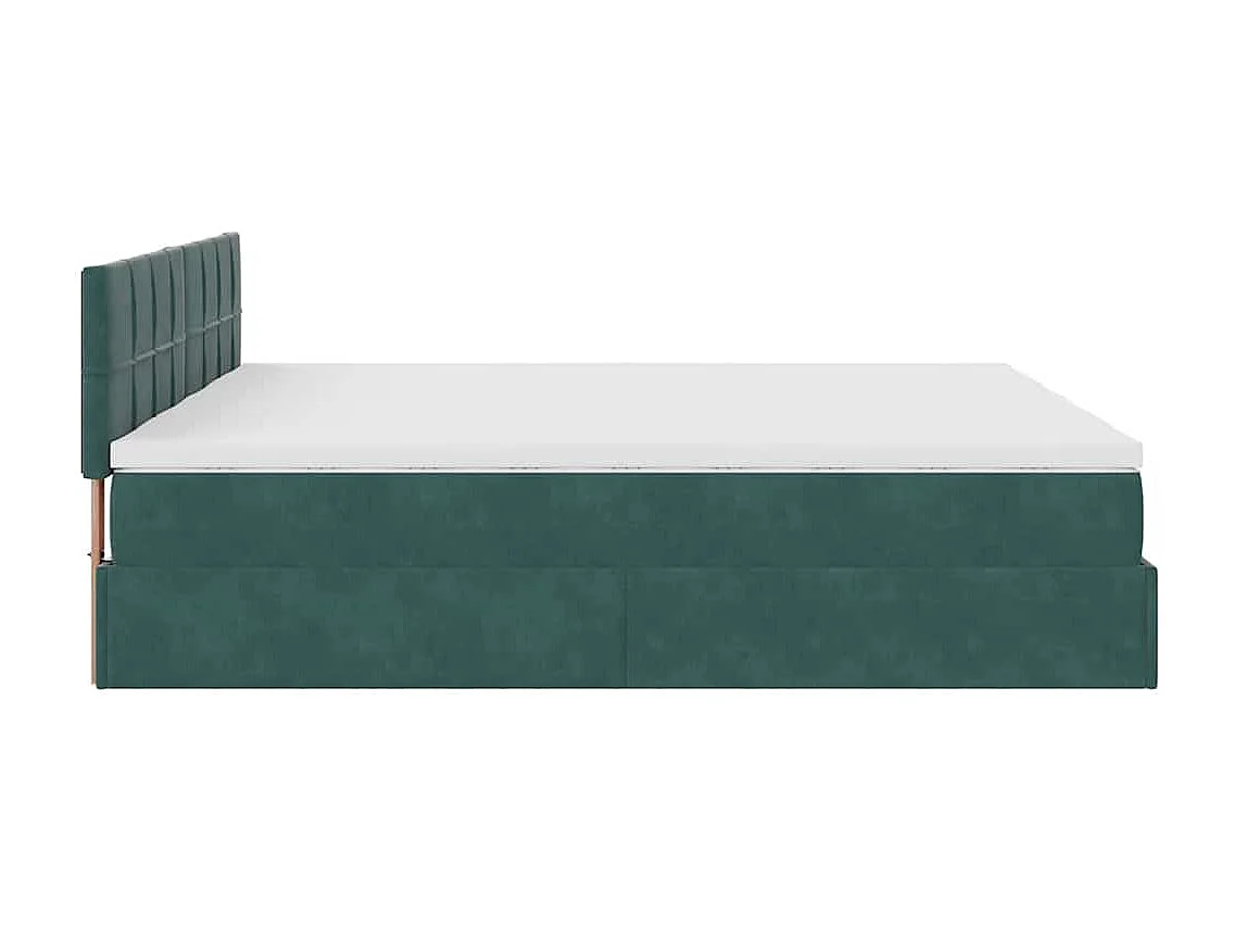 Estructura de cama otomana colchones terciopelo verde oscuro
