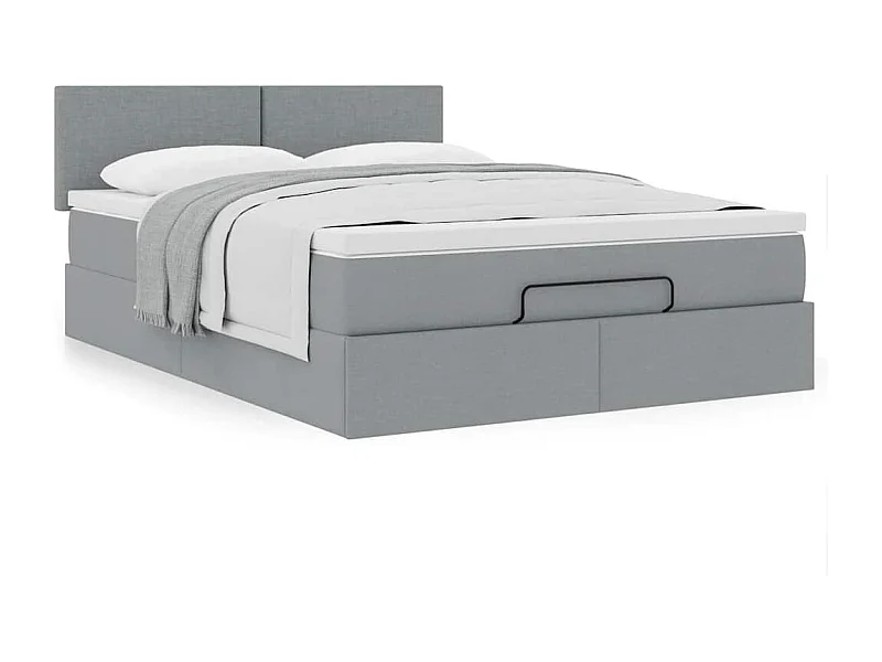 Ottoman bed met matras 140x200cm stof lichtgrijs