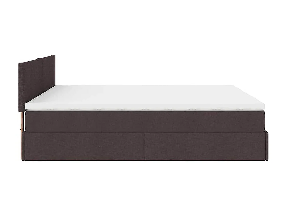 Estrutura de cama otomana com colchões tecido castanho escuro