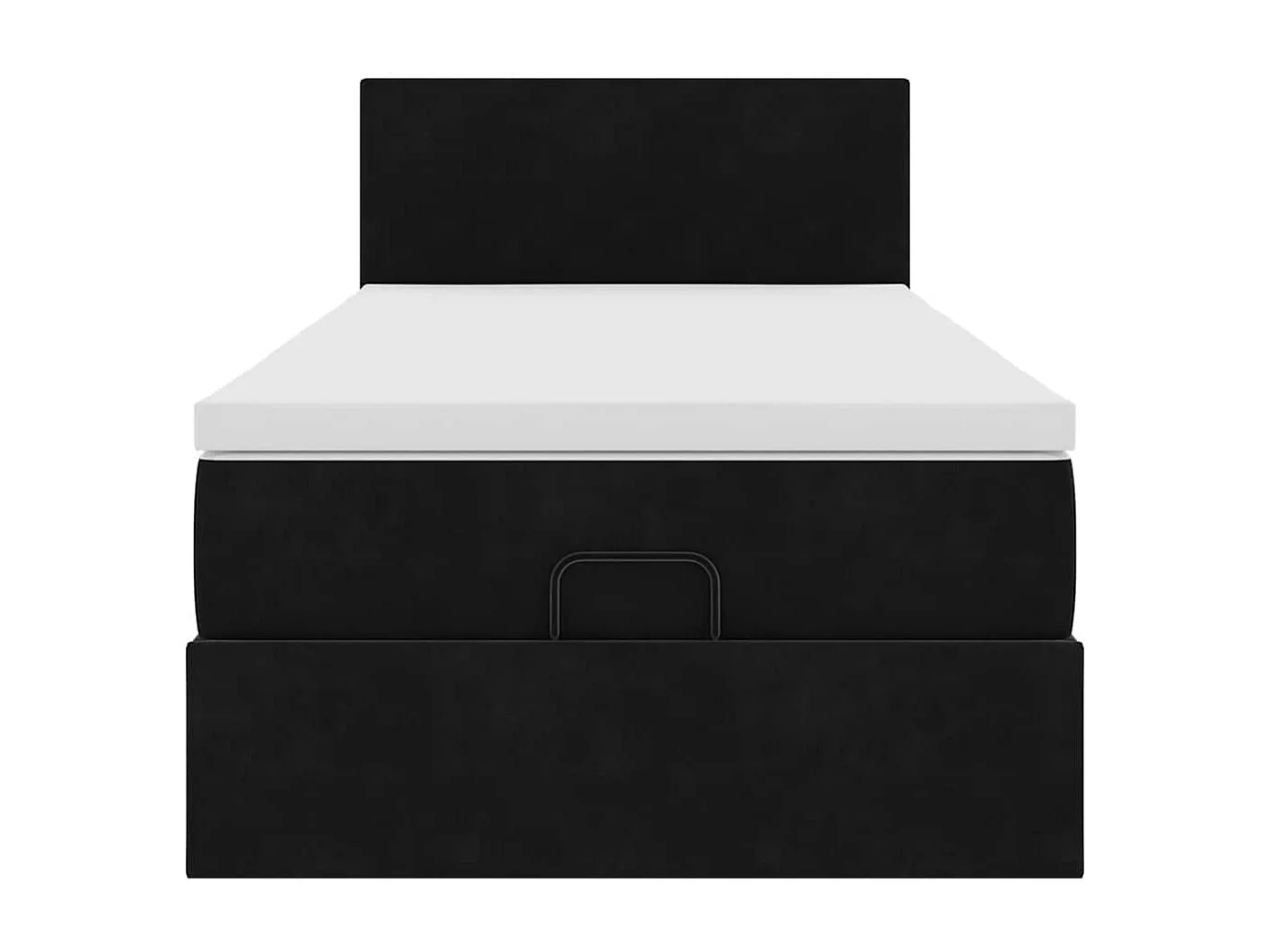 Estrutura de cama otomana  com colchão preto 100x200cm Veludo