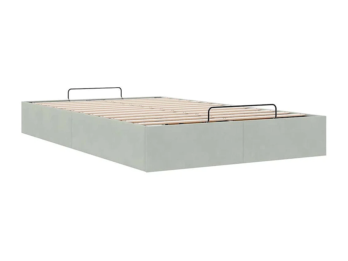 Cadre de lit ottoman sans matelas gris clair 120x190 cm velours