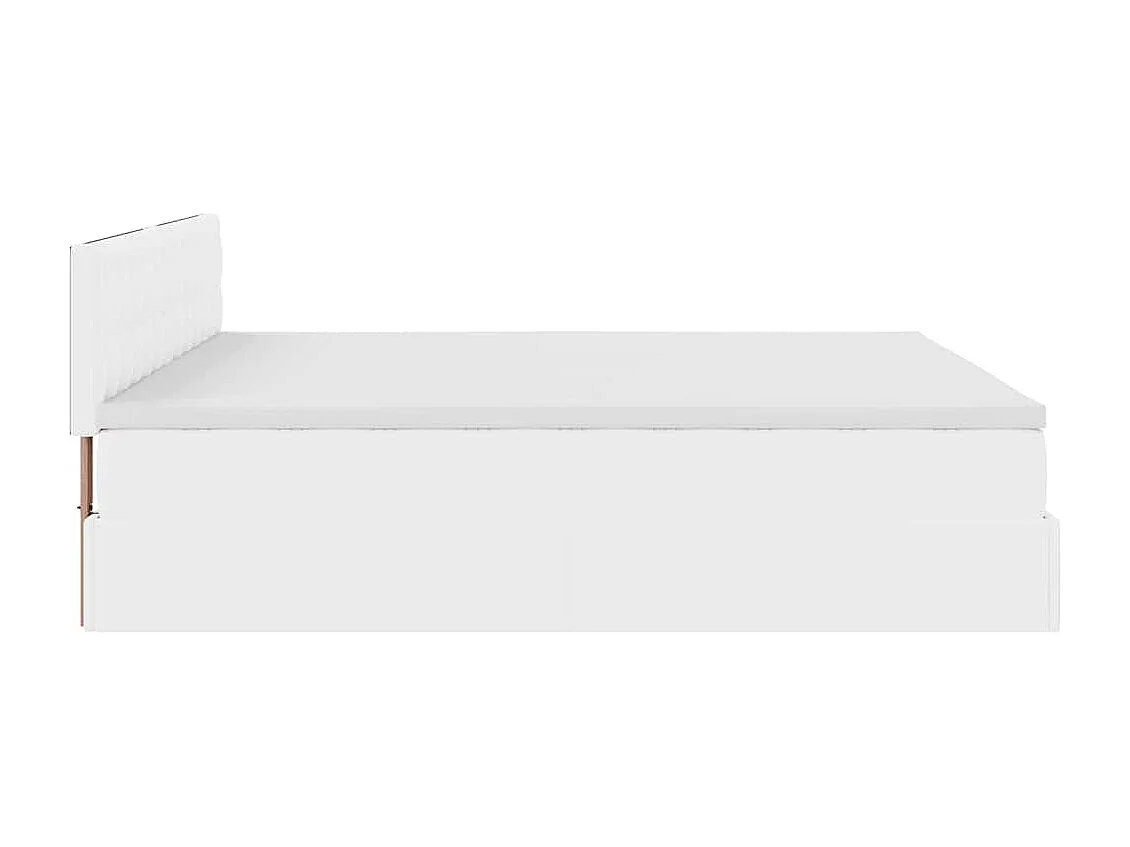 Estructura cama otomana colchón cuero sintético blanco