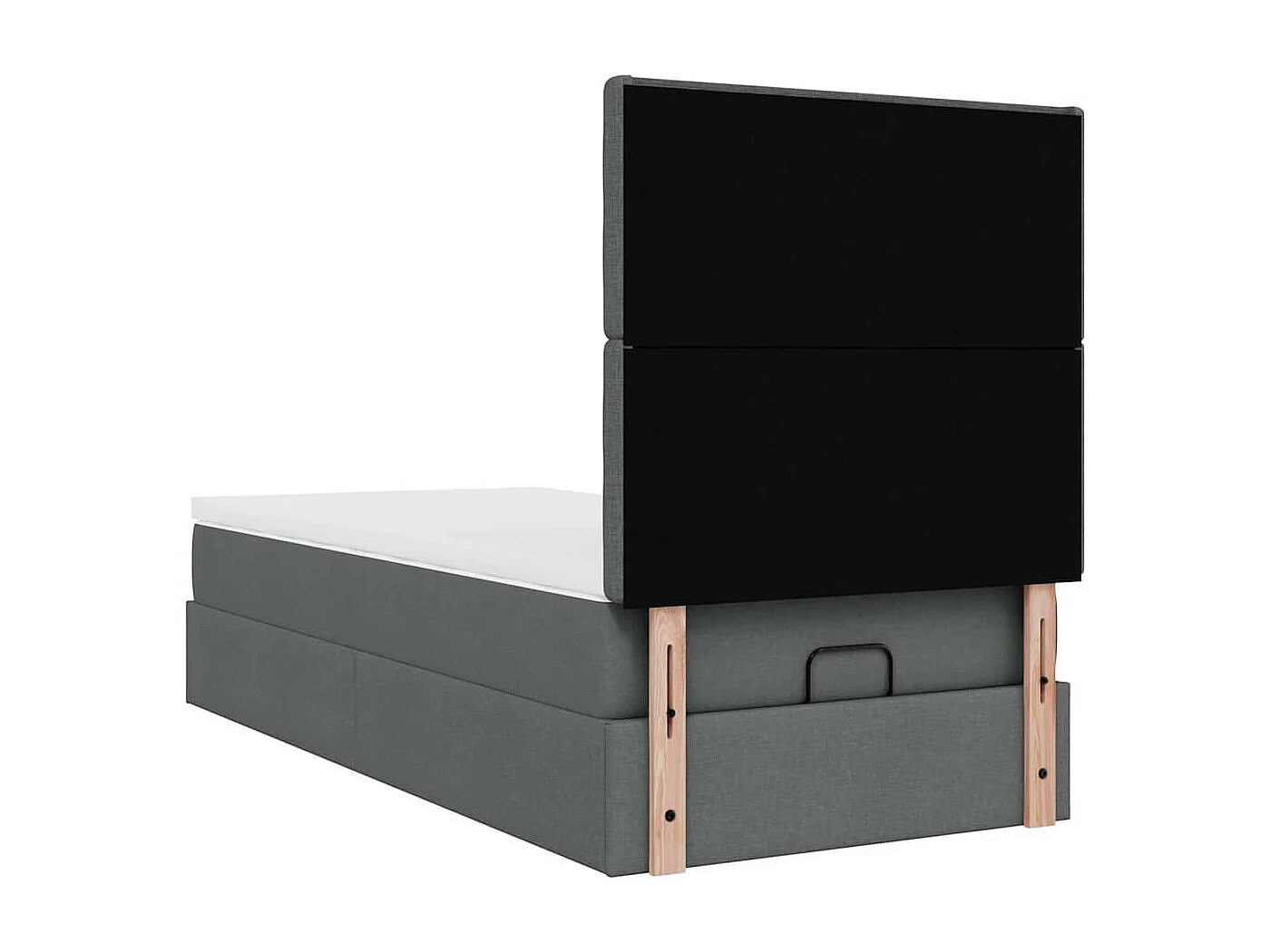 Estrutura cama otomana colchão 90x200 cm tecido cinzento escuro