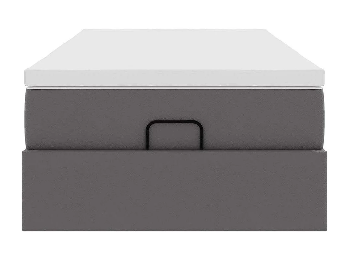 Cadre de lit ottoman avec matelas gris 90x200 cm similicuir