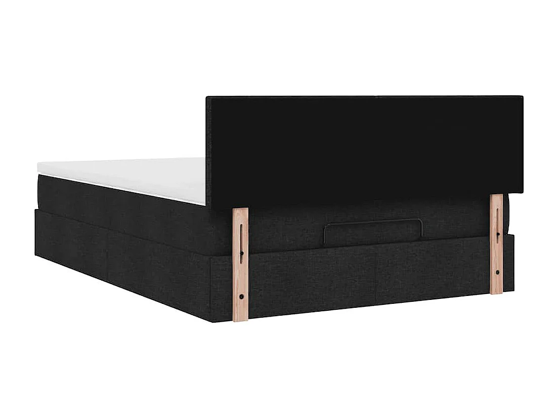 Lit ottoman avec matelas noir 140x200 cm tissu