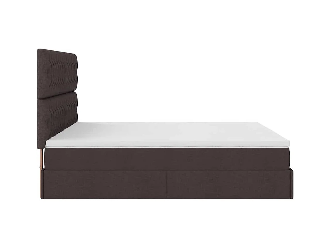 Cadre de lit ottoman avec matelas marron foncé 160x200 cm tissu