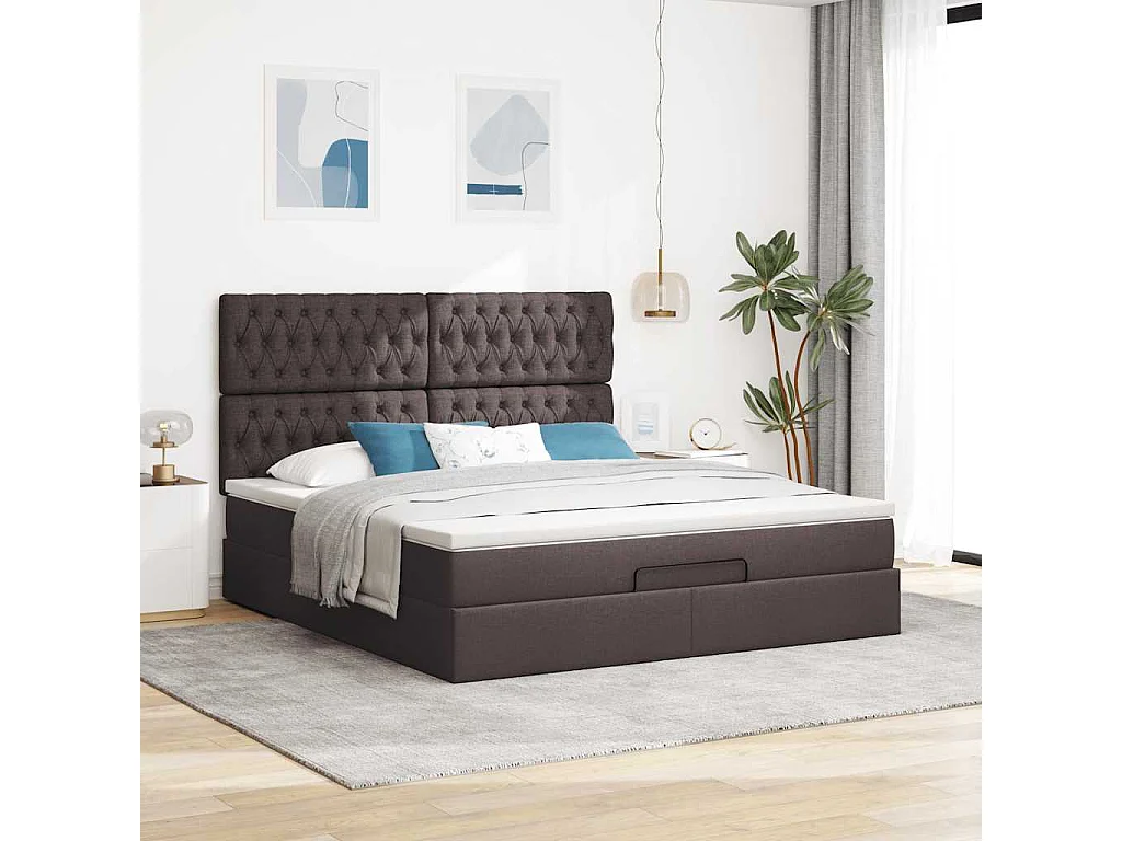 Ottoman bed met matras 160x200cm stof donkerbruin