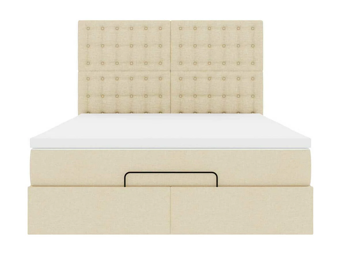 Estrutura de cama otomana com colchão tecido creme 140x200cm