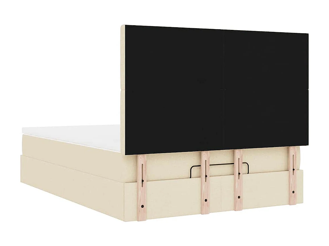 Estrutura de cama otomana com colchão tecido creme 140x200cm