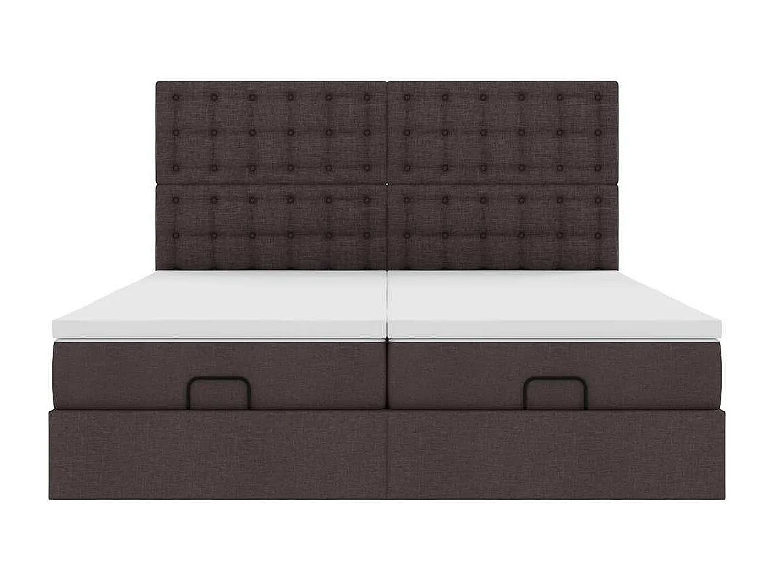 Cadre de lit ottoman avec matelas marron foncé 200x200 cm tissu