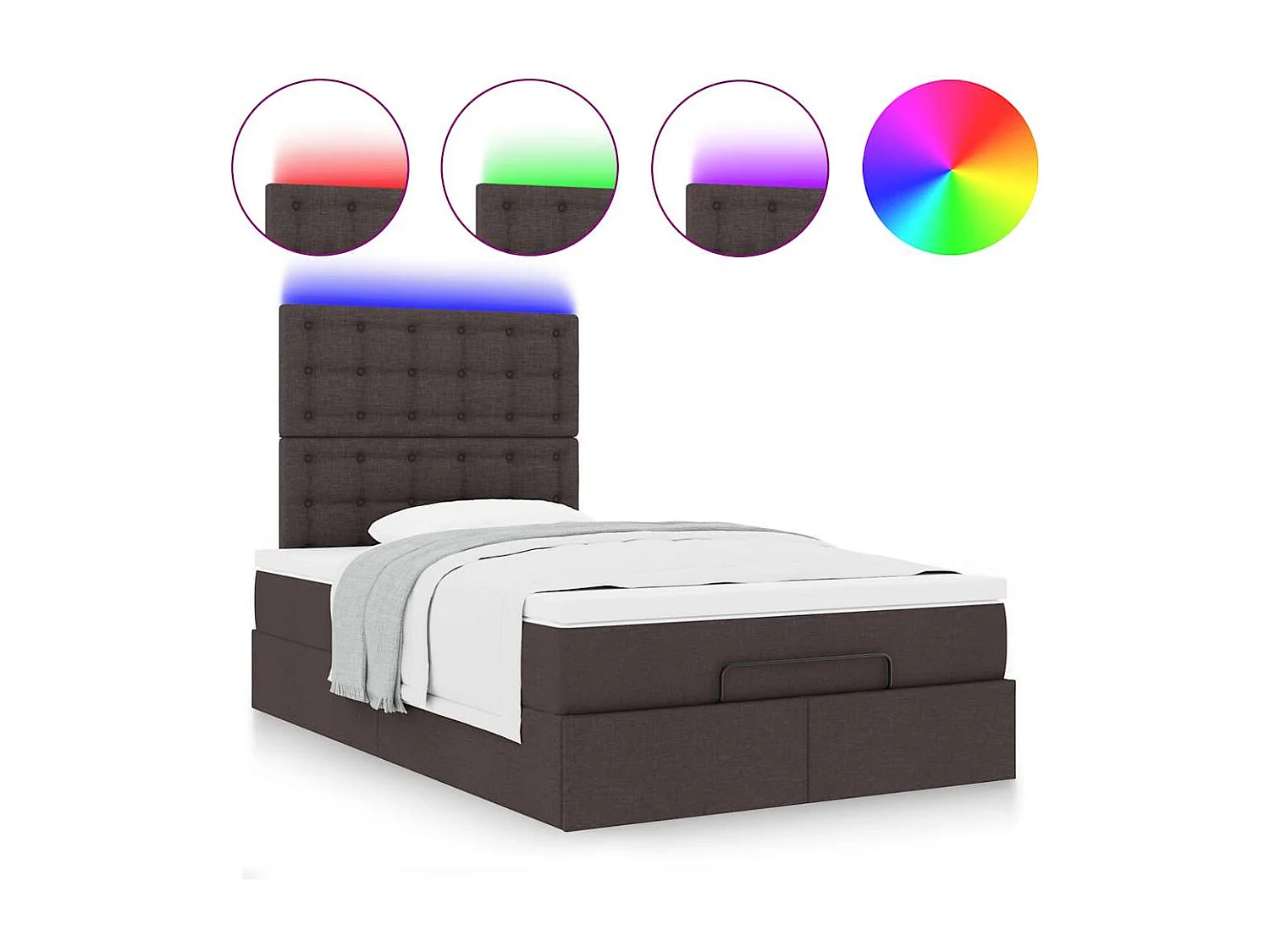 Cadre de lit ottoman avec matelas marron foncé 120x190 cm tissu