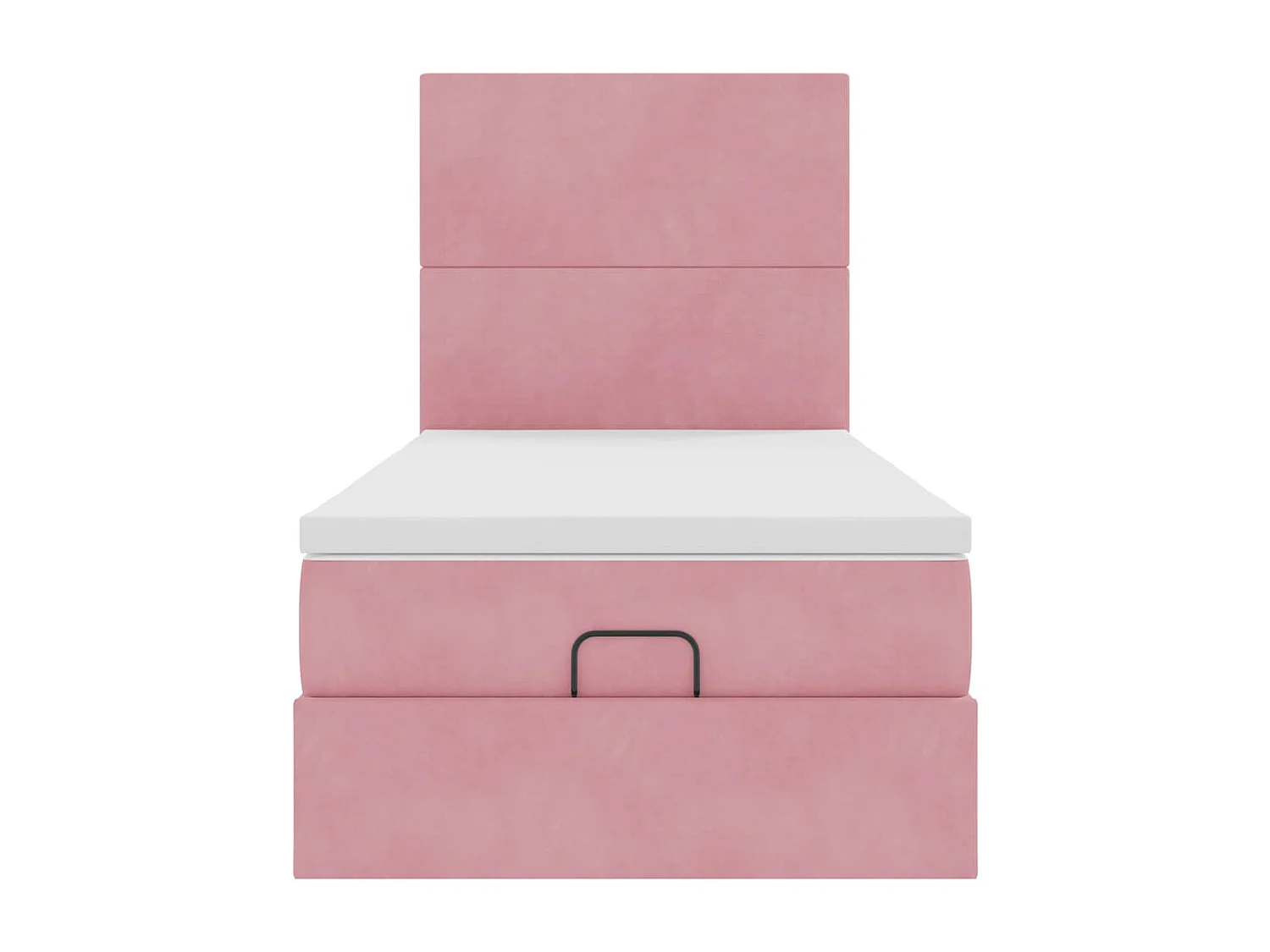 Estructura cama otomana colchones terciopelo rosa 80x200cm