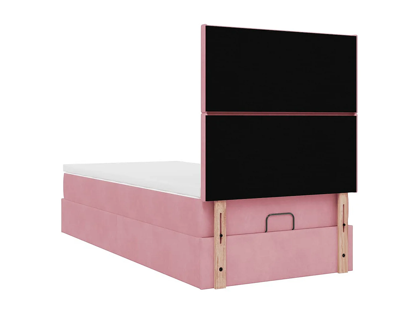 Estructura cama otomana colchones terciopelo rosa 80x200cm