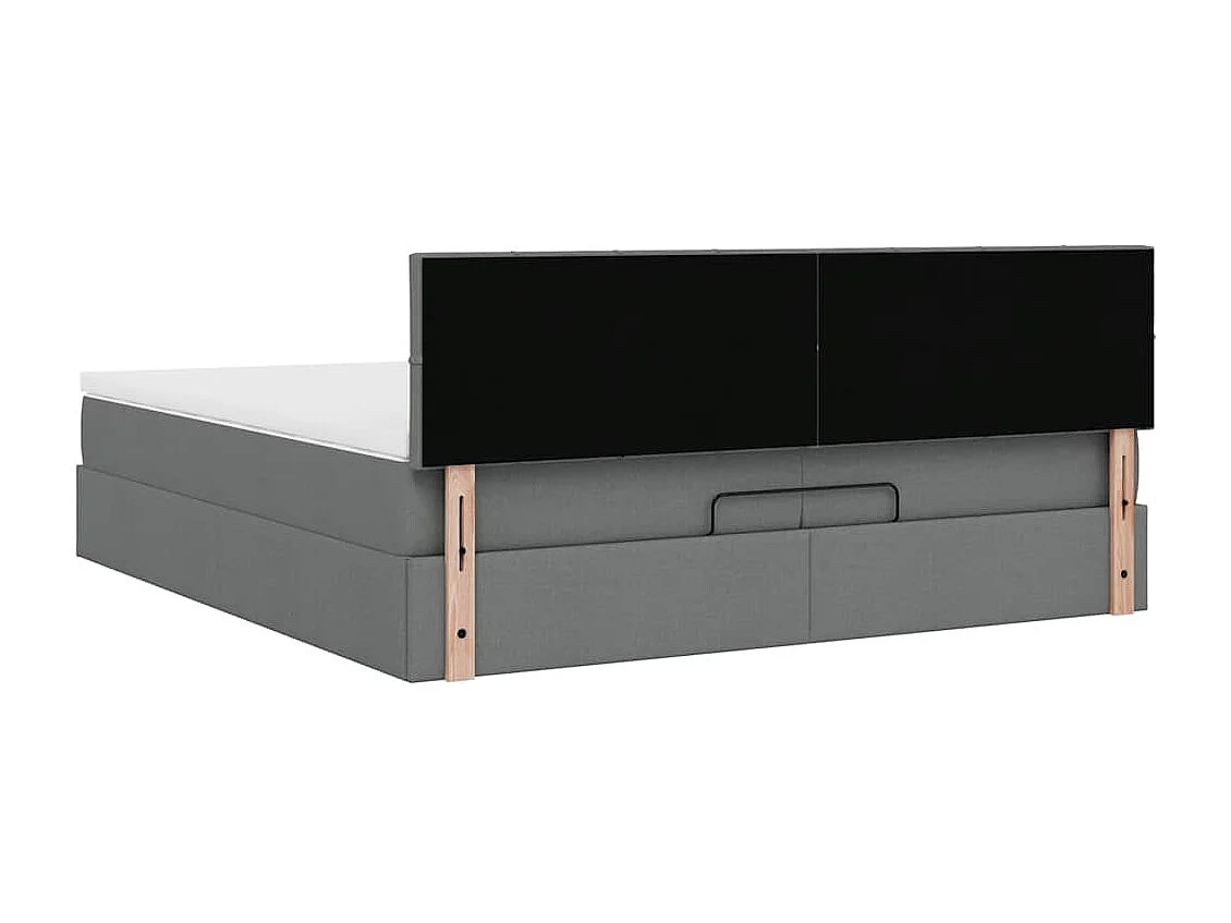 Cadre de lit ottoman avec matelas gris foncé 200x200 cm tissu