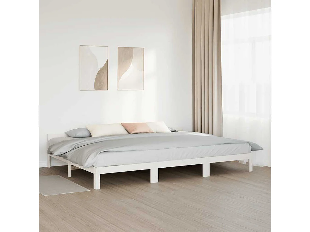 Cadre de lit familial sans matelas blanc 240x200 cm