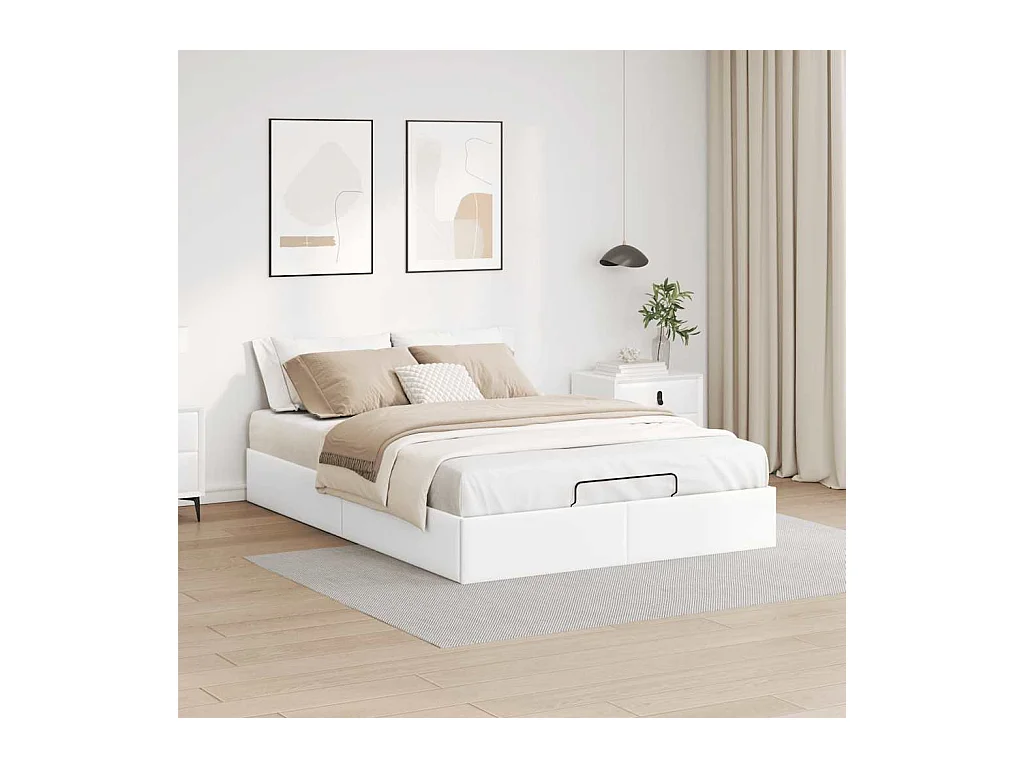 Estrutura de cama otomana sem colchão 140x190 cm branco