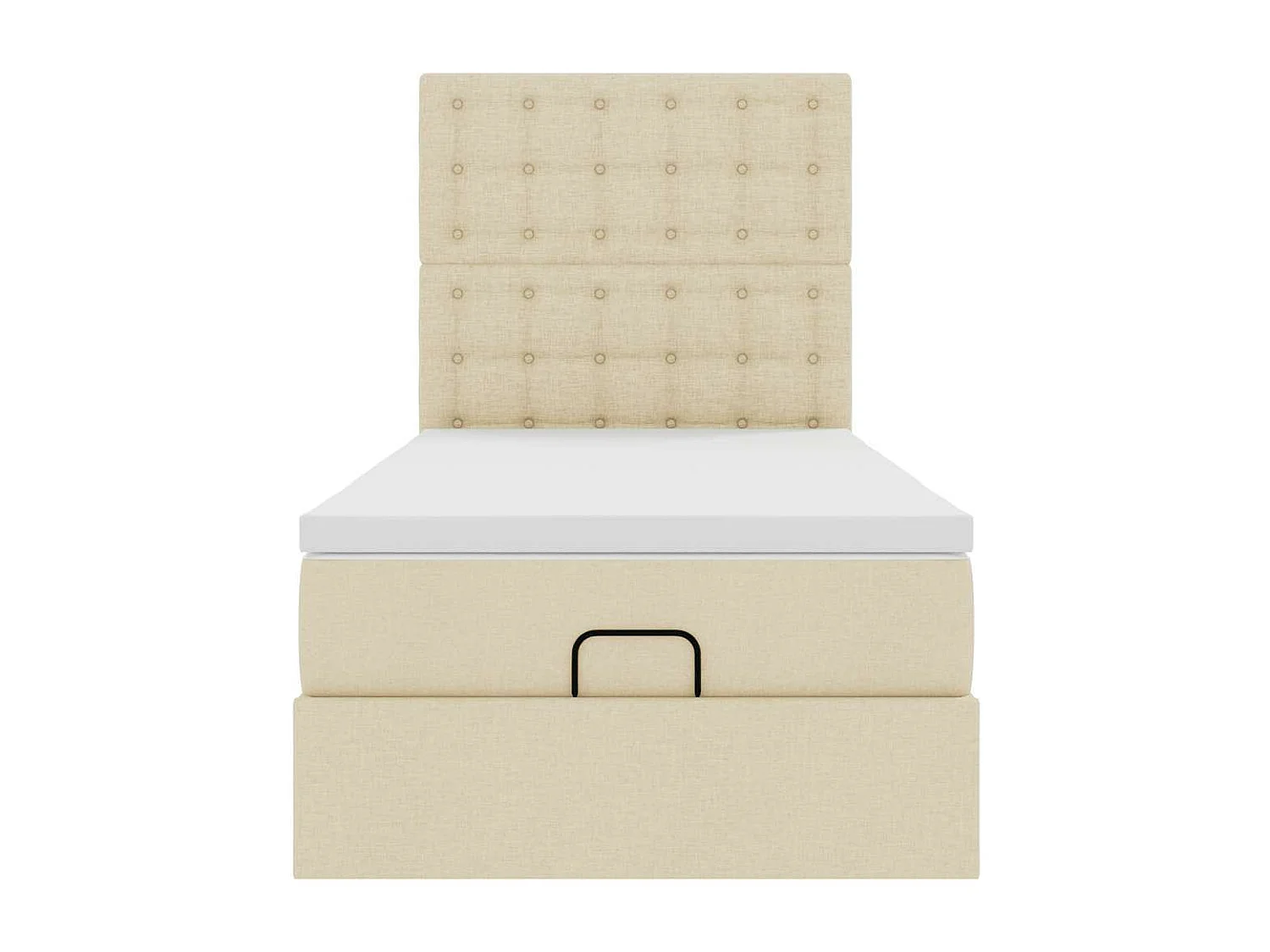 Estructura de cama otomana con colchón tela crema 80x200cm