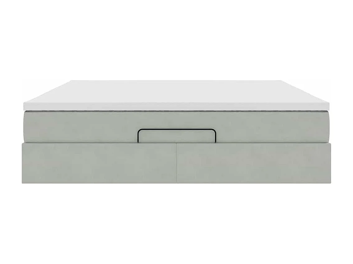 Cadre de lit ottoman avec matelas gris clair 160x200 cm velours