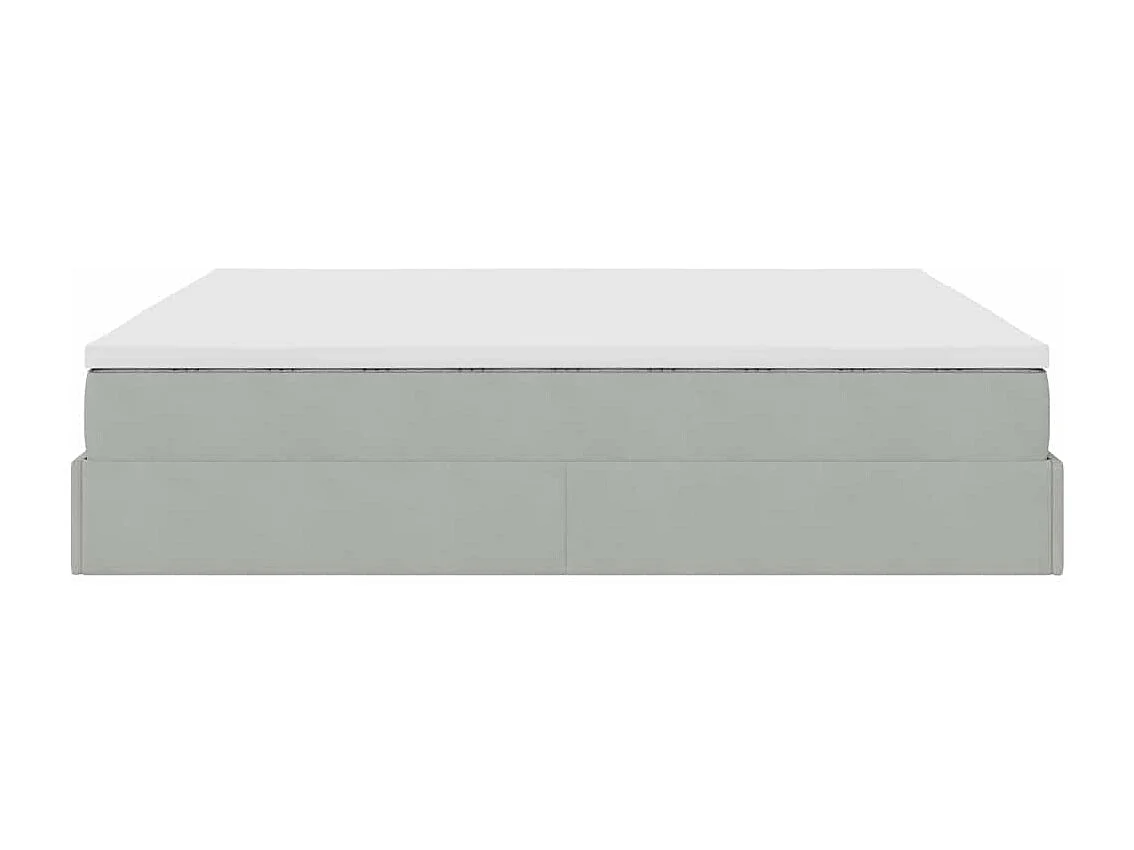 Cadre de lit ottoman avec matelas gris clair 160x200 cm velours