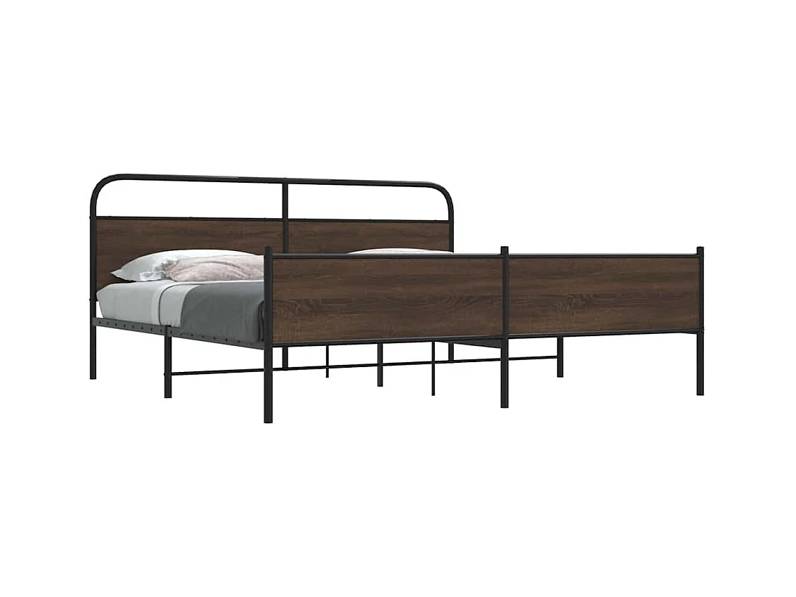 Estrutura cama sem colchão 183x213 cm metal carvalho castanho