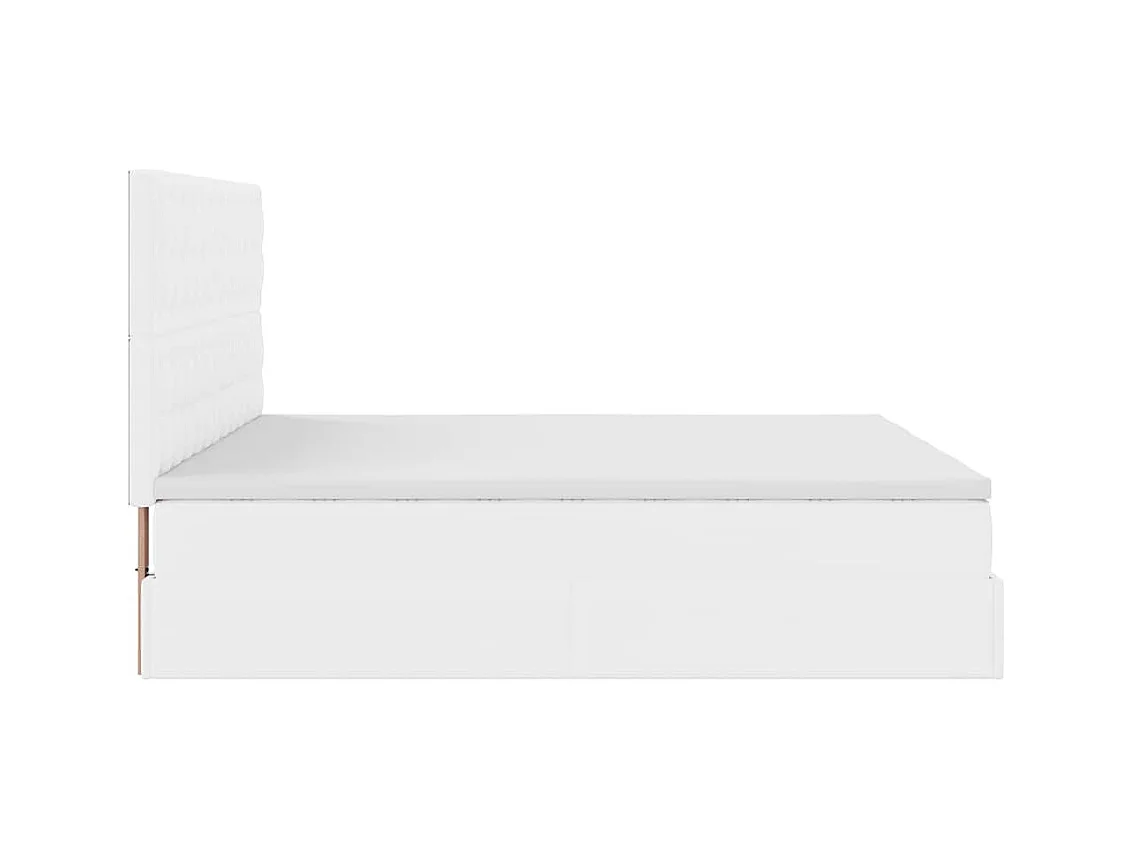 Cadre de lit ottoman et matelas blanc pur 200x200cm similicuir