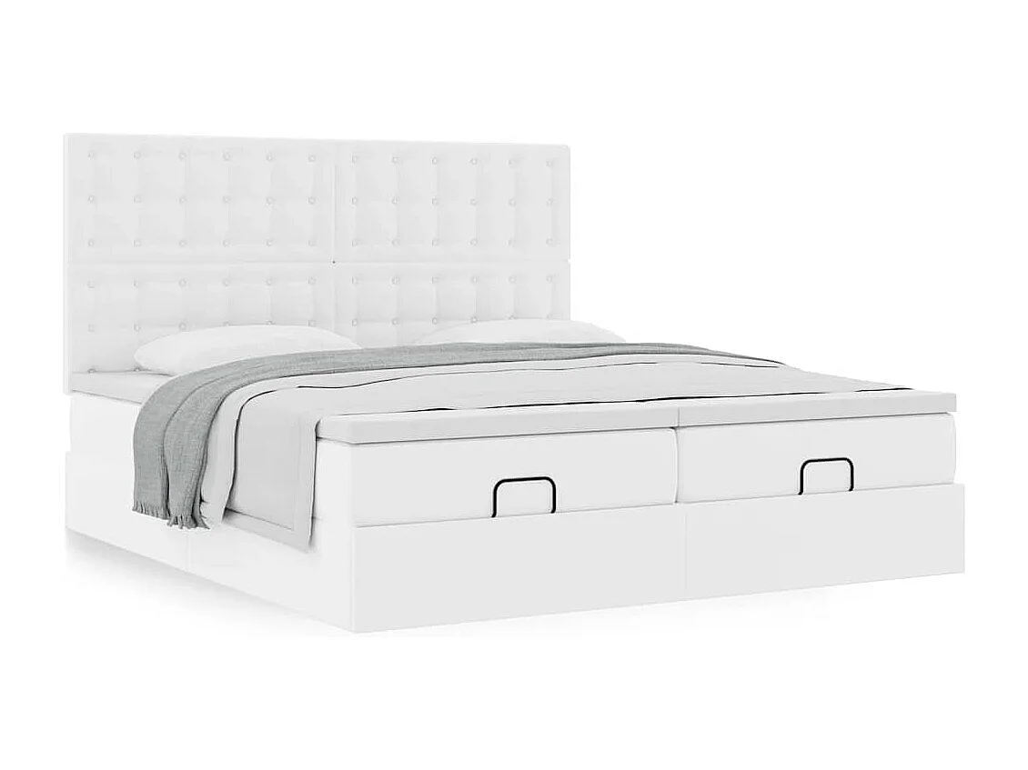 Estrutura de cama otomana com colchões 200x200 cm branco puro
