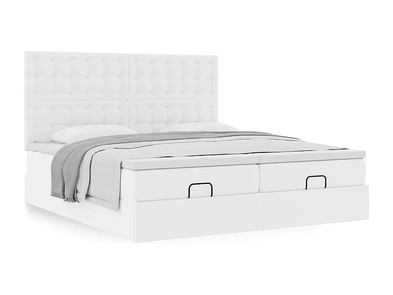 Estrutura de cama otomana com colchões 200x200 cm branco puro