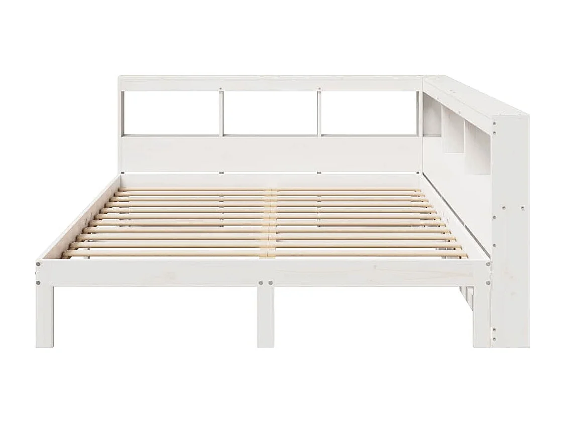 Lit bibliothèque sans matelas blanc 140x190 cm bois pin massif