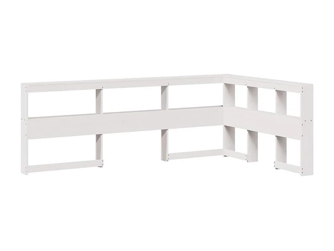 Lit bibliothèque sans matelas blanc 140x190 cm bois pin massif