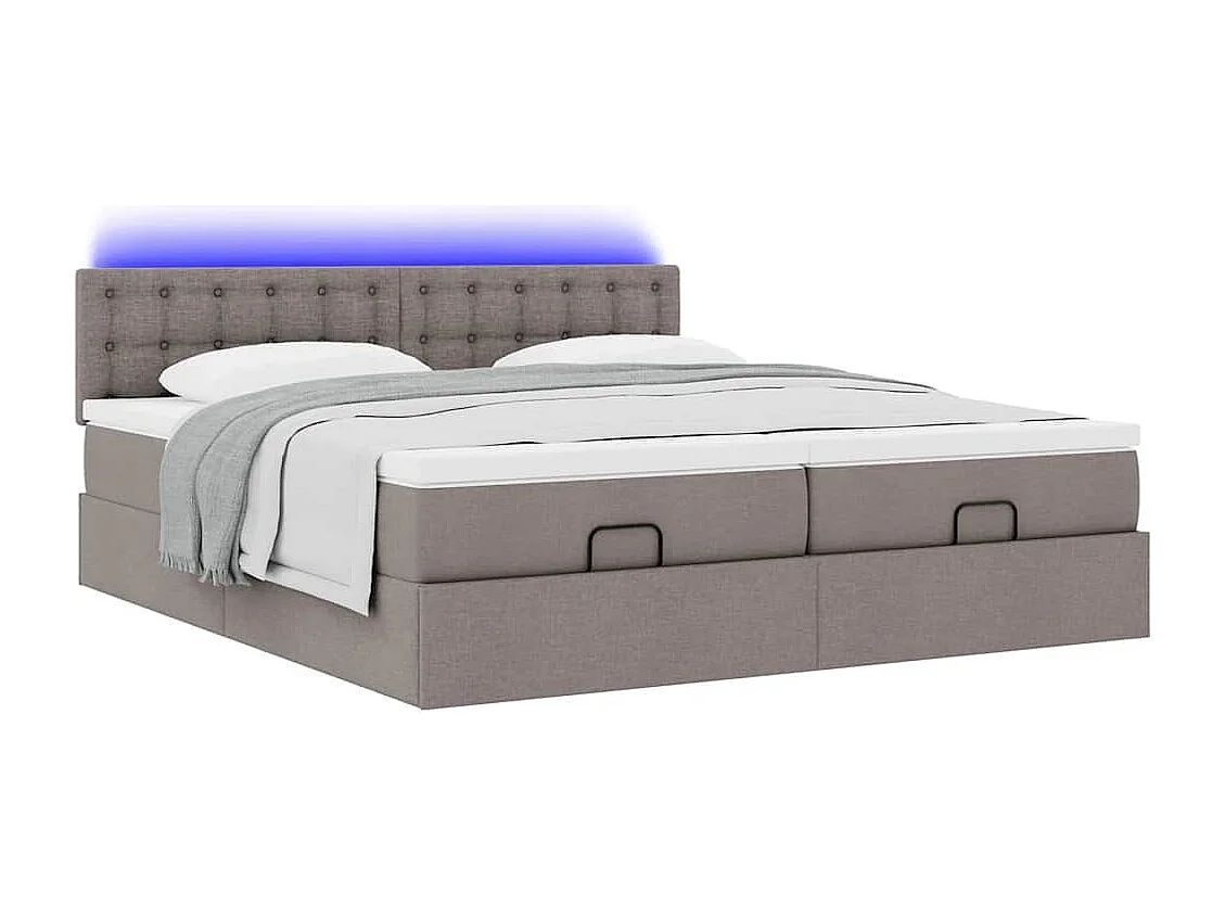 Cadre de lit ottoman avec matelas taupe 200x200cm tissu
