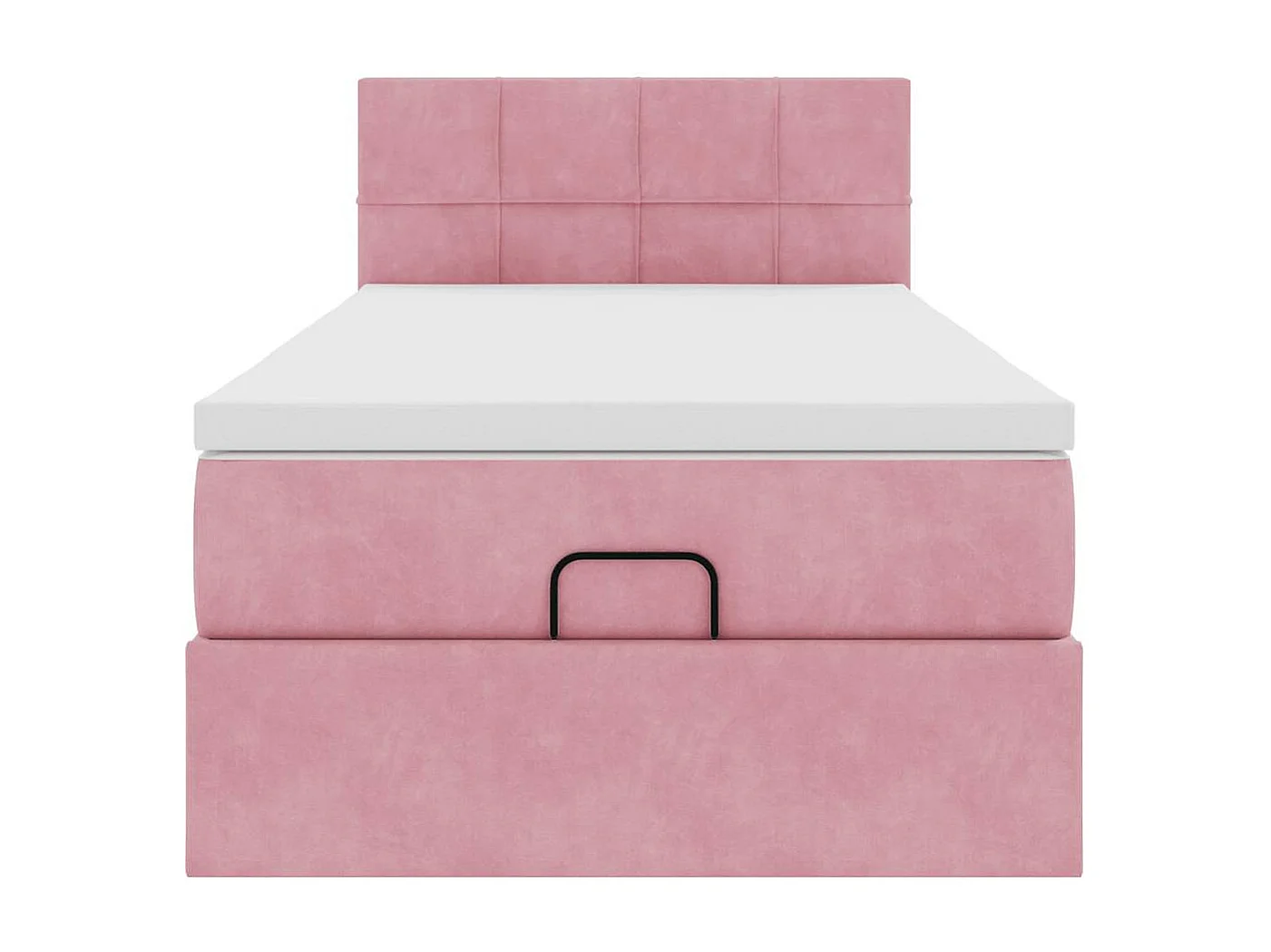 Cadre de lit ottoman avec matelas rose 100x200 cm velours
