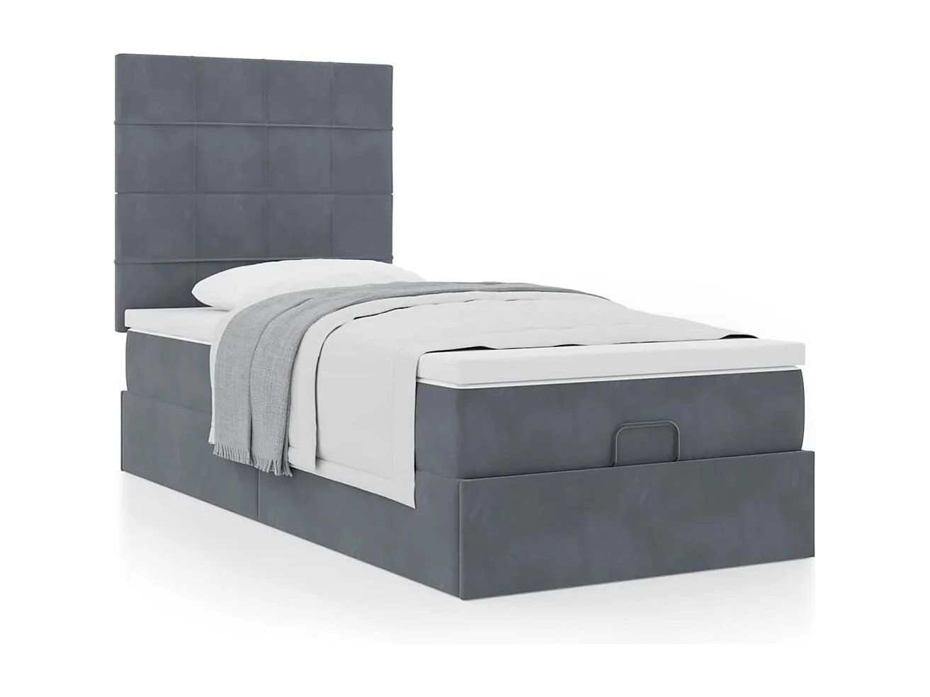 Ottoman bed met matrassen 90x190cm fluweel donkergrijs
