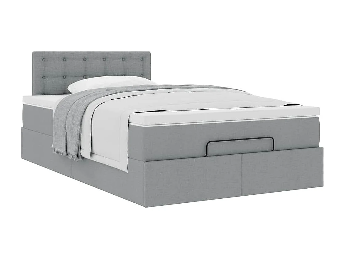 Cadre de lit ottoman et matelas gris clair 120x200 cm tissu