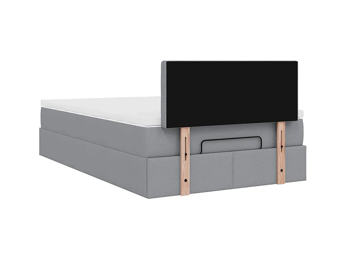 Cadre de lit ottoman et matelas gris clair 120x200 cm tissu