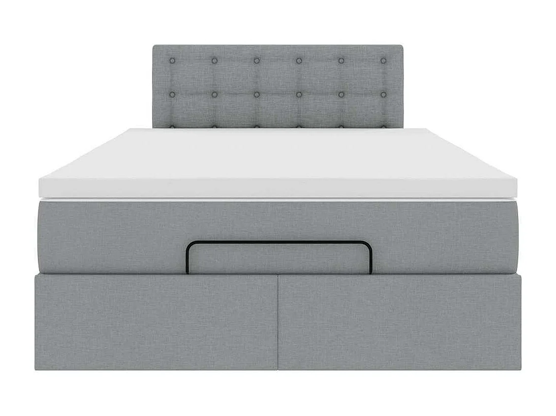 Estructura de cama otomana colchón tela gris claro 120x200cm