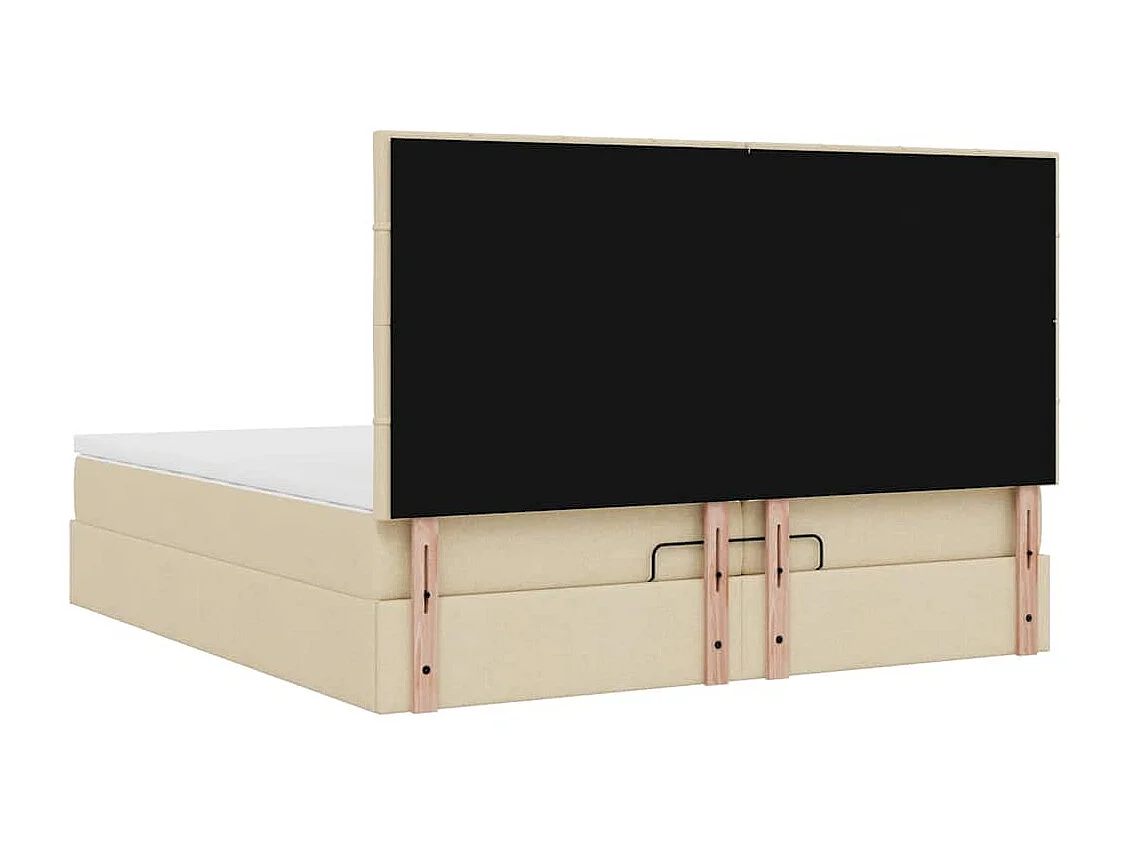 Cadre de lit ottoman avec matelas crème 200x200cm tissu