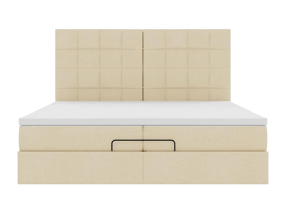 Cadre de lit ottoman avec matelas crème 200x200cm tissu