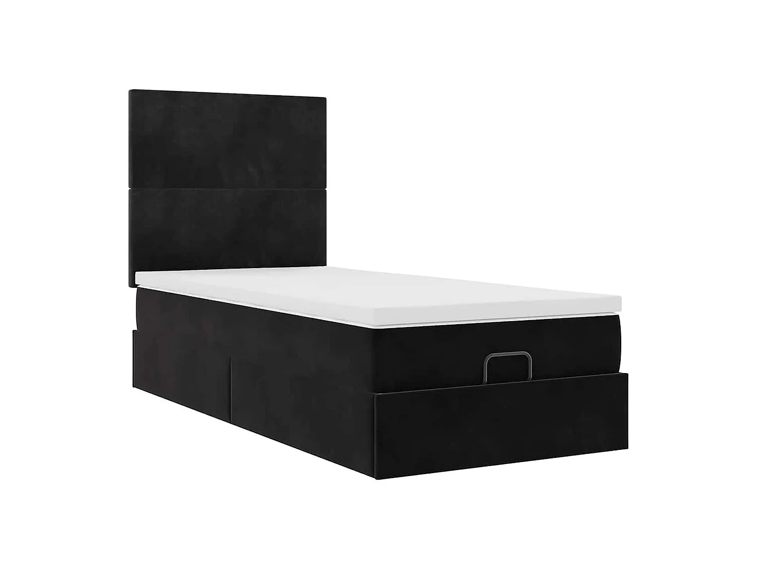 Cadre de lit ottoman avec matelas noir 90x200 cm velours