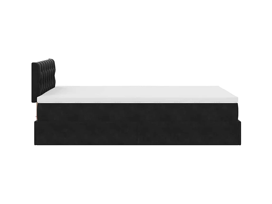 Cadre de lit ottoman avec matelas noir 120x190 cm velours