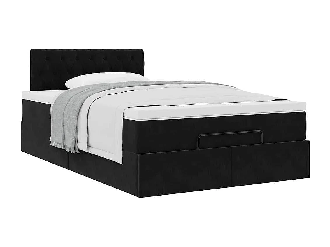 Estrutura de cama otomana com colchão preto 120x190 cm Veludo