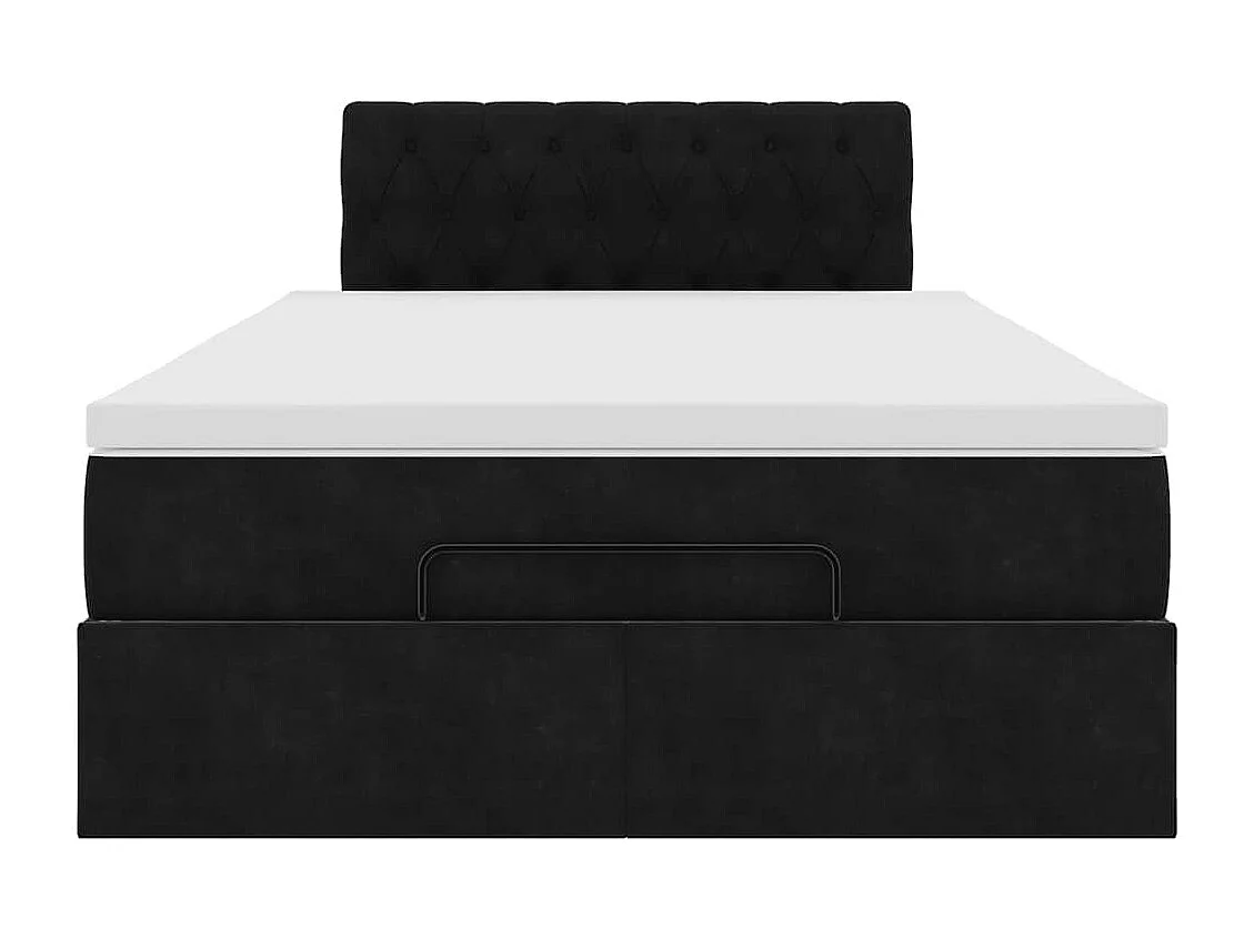 Estrutura de cama otomana com colchão preto 120x190 cm Veludo
